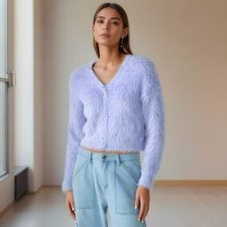Shein Women V-Neck Button-Down Cardigan-image-53