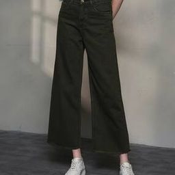 Shein Ankle Length Frayed Hem Wide Jeans-image-17