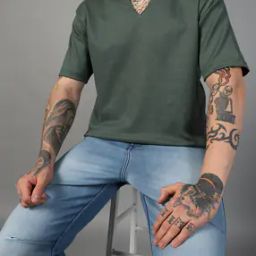Shein Street Short Sleeves Notched Neck Textured Relaxed Fit Tshirt-image-101