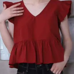Shein Cap Sleeves Rust Short Relaxed Fit Peplum Top-image-17