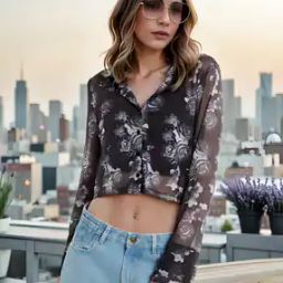 Shein Floral Print Shirt with Spread Collar-image-80