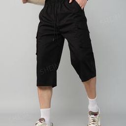 Shein Casual Elasticated Drawstring Waist Below the Cargo Shorts-image-30