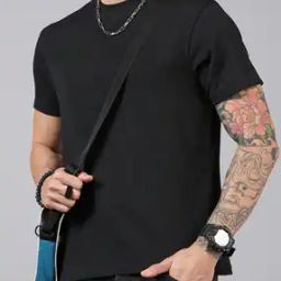 Shein Medium Length Short Sleeve Textured Crew Tshirt-image-31