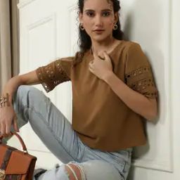 Shein Casual Stylised Sleeves Medium-length Elbow-length Sleeve Top-image-21