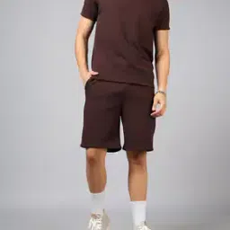 Shein Short Sleeve Textured Tshirt With Shorts-image-2