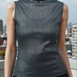Shein Party Medium Length High Neck Sleeveless Fitted Shimmer Top-image-64
