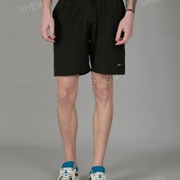 Shein Activewear Elasticated Drawstring Waist Placement Print Track Shorts-image-83