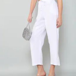 Shein CasualElasticated Drawstring Waist High Rise Pants-image-12