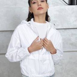 Shein Casual Drop Shoulder Hooded Track Jacket with Drawstring-picture-23