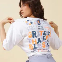 Shein Drop Shoulder Typographic Back Print Oversized Fit Tshirt-image-95