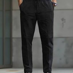 Shein Casual Cut & Sew Elasticated Drawstring Waist Mid-Rise Trousers-image-96