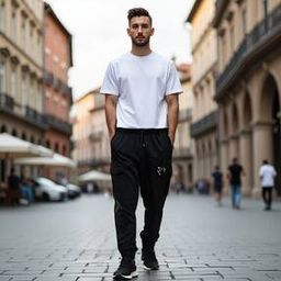 Shein Front Cargo Pockets With Graphic Print Solid Sporty Elasticated Drawstring Waist Black Color Joggers-image-82
