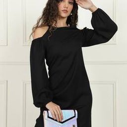 Shein Party Peasant Sleeves Straight Hem Midi Sheath Dress-13