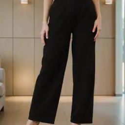 Shein Full Length Ribbed Wide Leg Pleated Pants-image-19