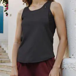Shein Activewear Sleeveless Mesh Panel Racerback Relaxed Fit Tank Top-image-20