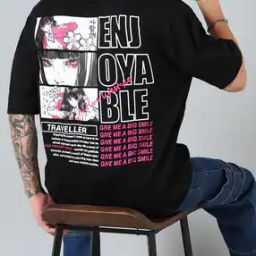 Shein Street Drop Shoulder Typographic Back Print Oversized Fit Crew Tshirt-image-79