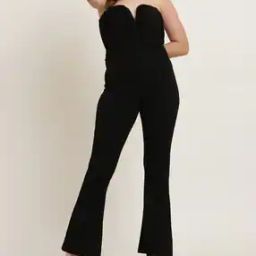 Shein Strapless Notched Pleated Flared Jumpsuit-image-40