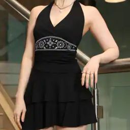 Shein Halter Neck Empire Style Pleated Fit And Flare Dress-image-82