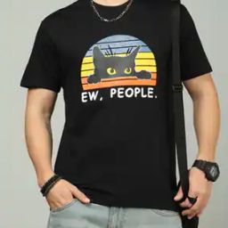 Shein Short Sleeve Typographic Chest Print Crew Tshirt-image-75
