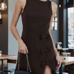 Shein Sleeveless Panelled Bow Detail Mini Sheath Dress-image-92