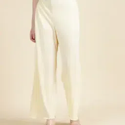 Shein Full Length High Rise Pleated Flared Fit Pants-image-50