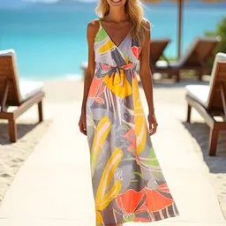 Shein Casual Abstract Print Flared Hem Maxi Length A-line Dress-image-39