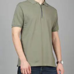 Shein Short Sleeves Vented Hem Polo T-shirt With Zip-image-78