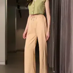 Shein Full Length High Rise Relaxed Fit Trouser with Insert Pockets-image-36
