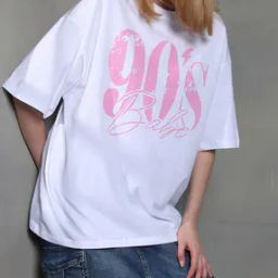 Shein Drop-Shoulder Typographic Chest Print Oversized Fit Tshirt-image-40