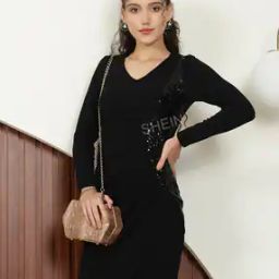 Shein Party Mini Length Tulip Hem Bodycon Dress with Sequins Detail-47