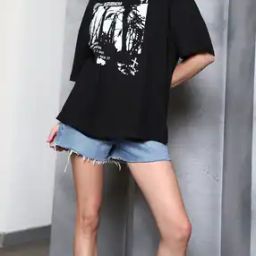Shein Drop-Shoulder Graphic Print Oversized Fit Tshirt-image-1