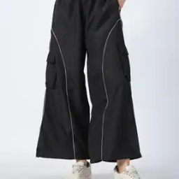 Shein Ankle Length Parachute Cargo Wide Track Pant-image-9