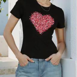 Shein Cute Short Sleeves Graphic Chest Print Fitted Crew Tshirt-image-13