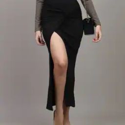 Shein Party High Waist Twisted Front Textured Slit Skirt-image-16