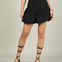 Shein Cute High Waist Back Pleated Mini Balloon Skirt-image-6