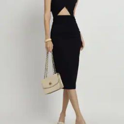 Shein High Neck Front Cut Out Midi Bodycon Dress-image-51