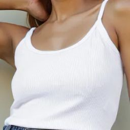Shein Strappy Sleeves Ribbed Cami Fitted Crop Top-image-46