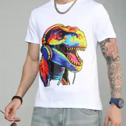 Shein Short Sleeve Graphic Front Print Crew Tshirt-image-110