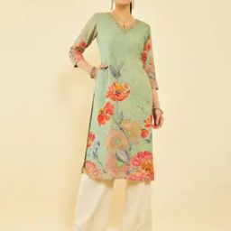 Women Floral Print Straight Kurta-image-20