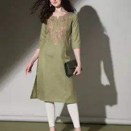 Women Embroidered Straight Kurta-image-5