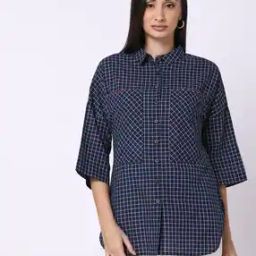 Yarn-Dyed Checked Shirt with Lace Detail-picture-45