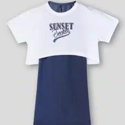 Girls Ribbed Shift Dress with T-Shirt-image-82