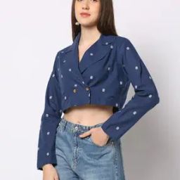 Yarn Dyed Crop Double-Breasted Jacket-45