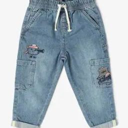Boys Mid-Wash Regular Fit Jeans with Cargo Pockets-picture-11