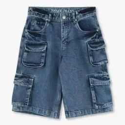Boys Washed Regular Fit Denim Cargo Shorts-picture-18