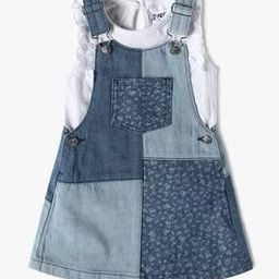 Girls Colourblock Dungaree & Top Set-image-18