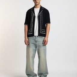 Striped Flat-Knit Relaxed Fit Shirt-image-94