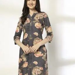 Women Floral Print Straight Kurta-image-48
