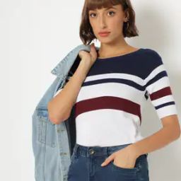 Striped Round-Neck Pullover-image-44