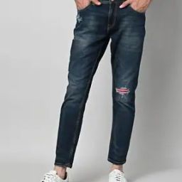 Men Mid- Wash Tapered Fit Distressed Jeans-image-24